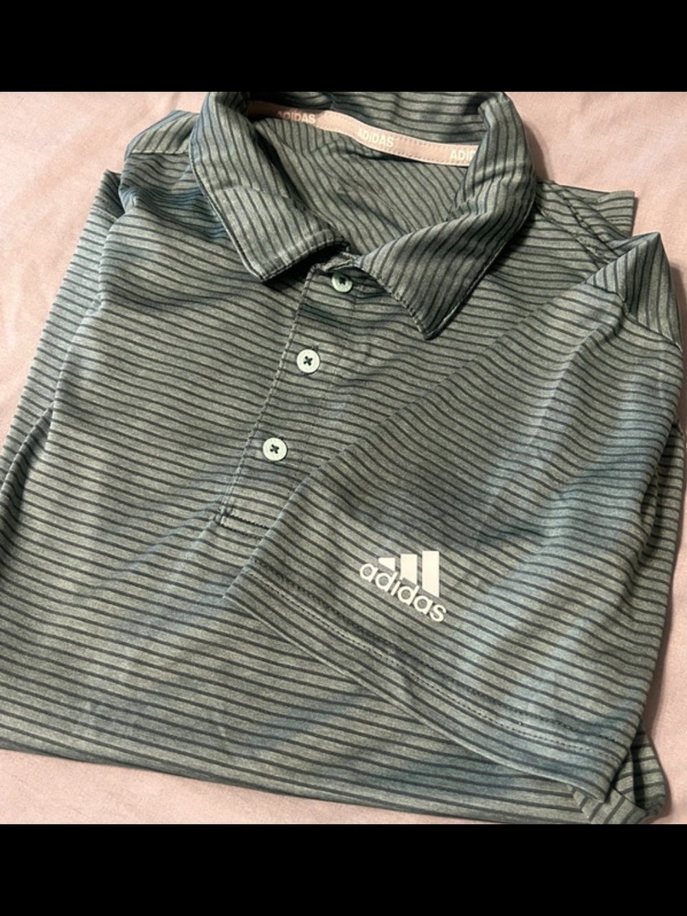Adidas Men’s Green Striped Polo Shirt 0552